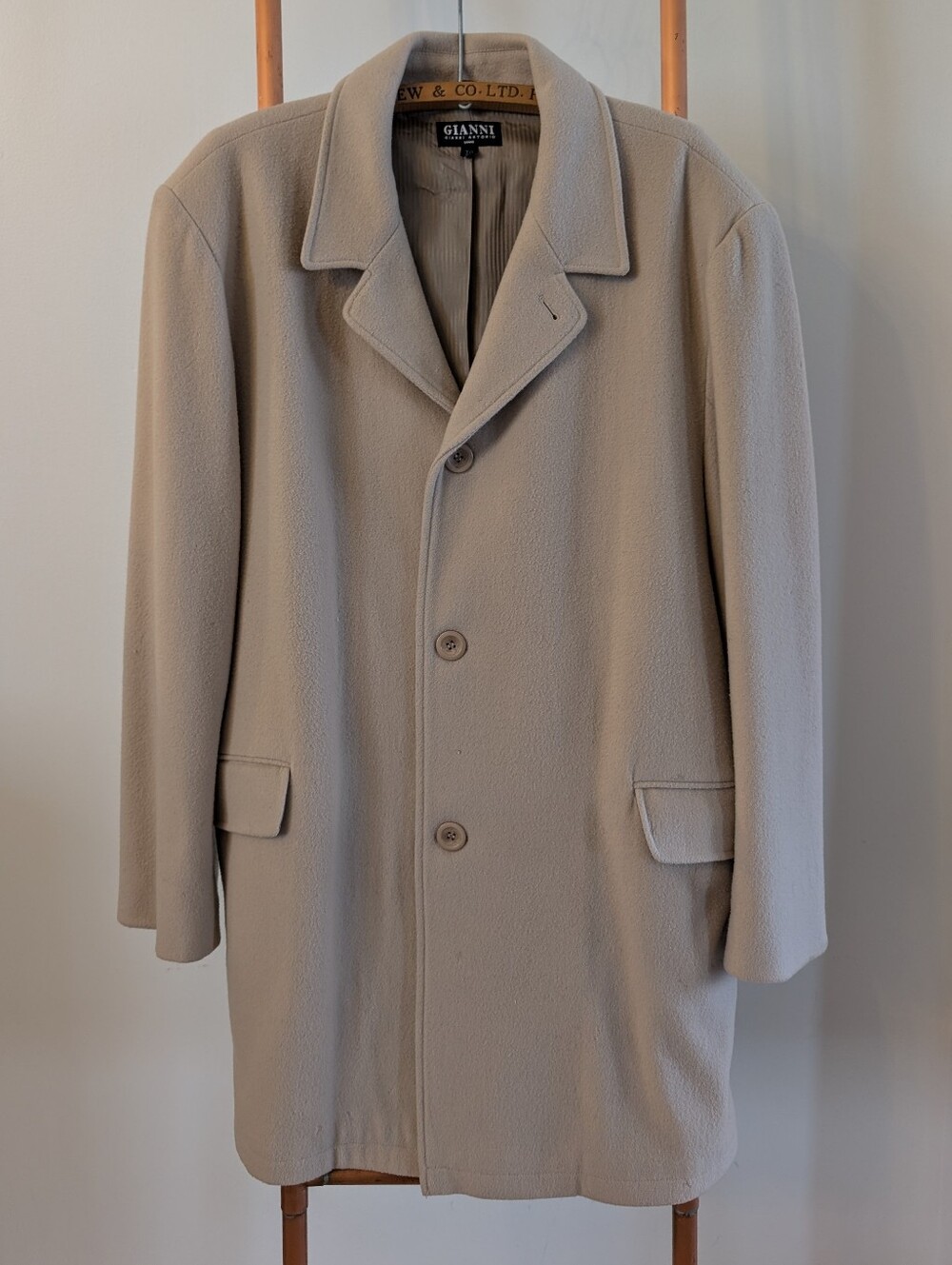 Y2K Gianni Classic Men's Beige Overcoat (XL) CREAM